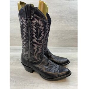 Panhandle Slim Men's Black Leather Western Cowboy Boots 9.5 Made In USA Vintage